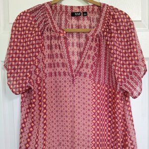 a.n.a Pink & Coral Sheer Blouse